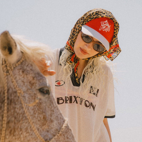 BRIXTON Round Up LP Adjustable Hat - Washed Adrenaline Rush/Whitecap