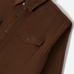 BRIXTON Selden Soft Brushed Flannel - Pinecone Brown Finestripe