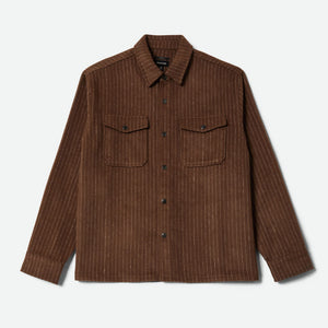 BRIXTON Selden Soft Brushed Flannel - Pinecone Brown Finestripe