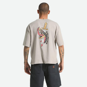 BRIXTON Sword Boxed Crop Tee - Pebble Stone