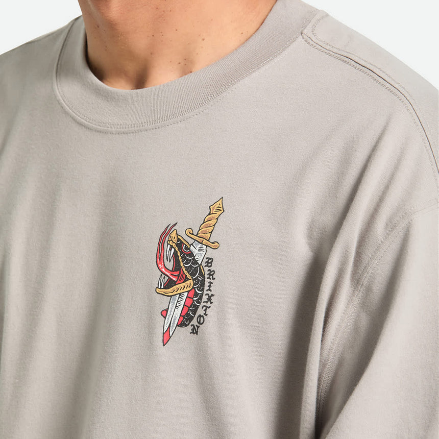 BRIXTON Sword Boxed Crop Tee - Pebble Stone