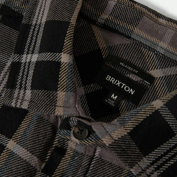 BRIXTON Vintage Wash Flannel - Black/Charcoal Beige/Slate