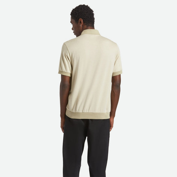 BRIXTON Weekend Herringbone Short Sleeve Polo Knit - Whitecap/Elm