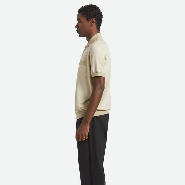 BRIXTON Weekend Herringbone Short Sleeve Polo Knit - Whitecap/Elm