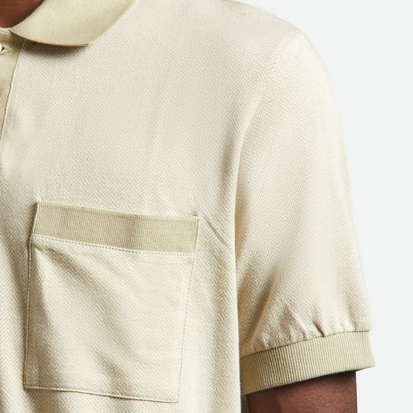 BRIXTON Weekend Herringbone Short Sleeve Polo Knit - Whitecap/Elm