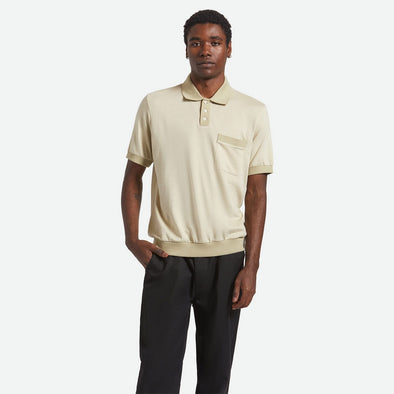 BRIXTON Weekend Herringbone Short Sleeve Polo Knit - Whitecap/Elm