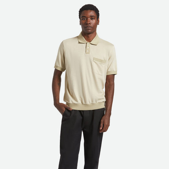 BRIXTON Weekend Herringbone Short Sleeve Polo Knit - Whitecap/Elm