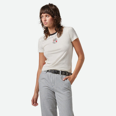 BRIXTON Women's Aces Fitted Crew Tee - Off White/Black