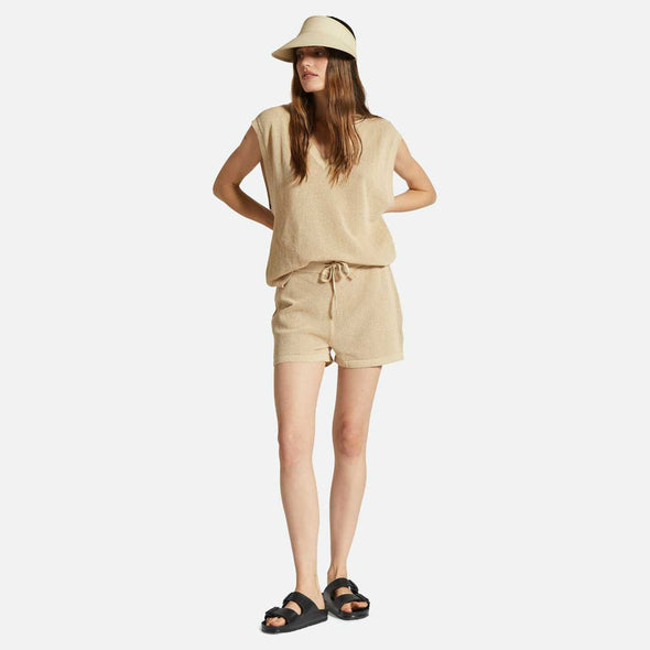 BRIXTON Women's Aruba Boxy V-Neck - Oat Milk