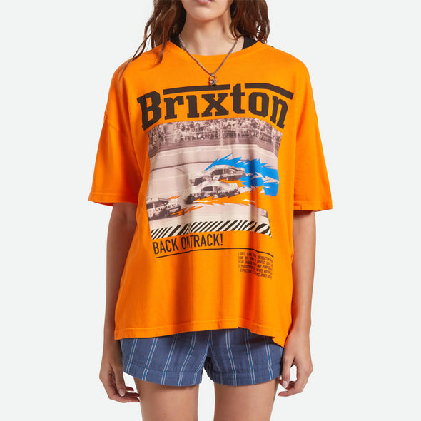 BRIXTON Women's Back On Track Oversized Boyfriend Tee - Permission Orange