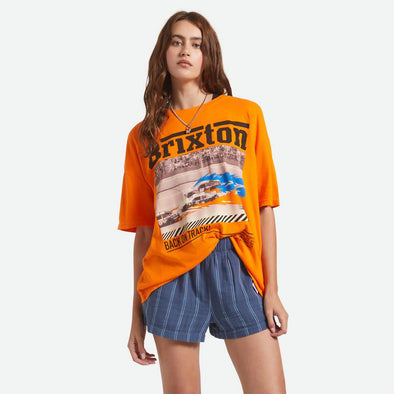 BRIXTON Women's Back On Track Oversized Boyfriend Tee - Permission Orange