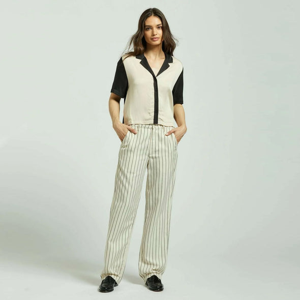 BRIXTON Women's Bedford Pant - Whitecap/Washed Black Pinstripe