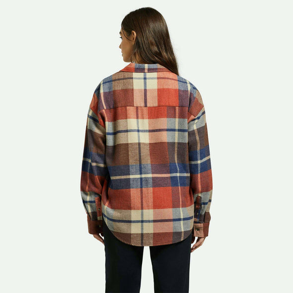 BRIXTON Women's Bowery Classic Flannel - Navy/Mars Red/Whitecap