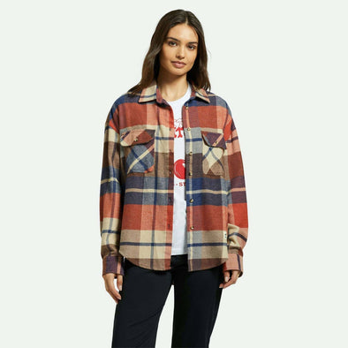 BRIXTON Women's Bowery Classic Flannel - Navy/Mars Red/Whitecap