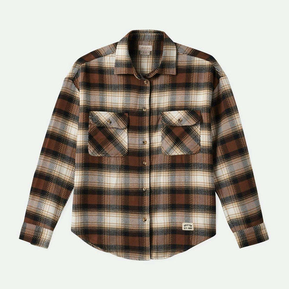 BRIXTON Women's Bowery Classic Flannel - Pinecone Brown/Black/Sand