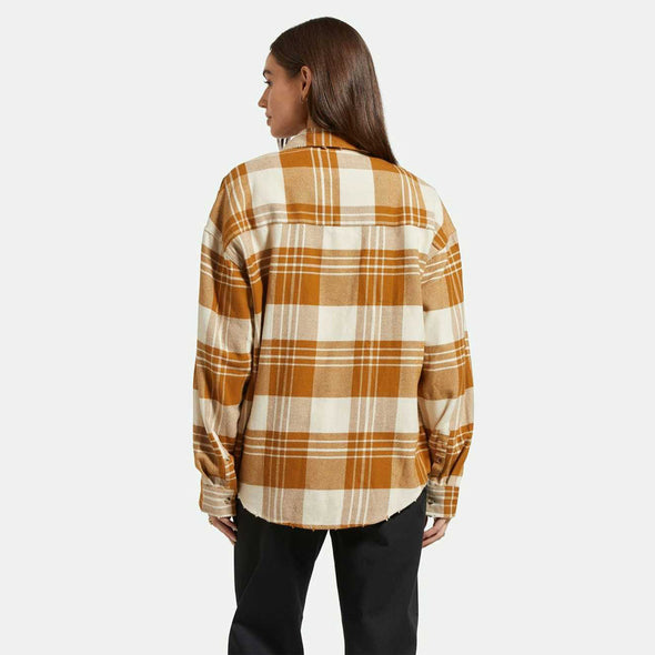 BRIXTON Women's Bowery Classic Flannel - Washed Copper/Whitecap