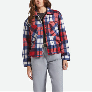 BRIXTON Women's Bowery Soft Brushed Flannel - Adrenaline Rush/Navy