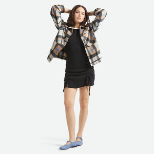 BRIXTON Women's Bowery Soft Brushed Flannel - Washed Black/Sand