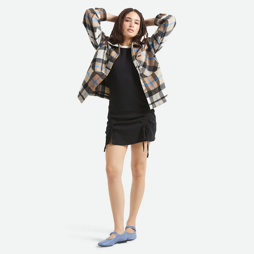 BRIXTON Women's Bowery Soft Brushed Flannel - Washed Black/Sand