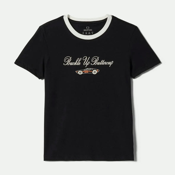 BRIXTON Women's Buckle Up Fitted Crew Tee - Black/White