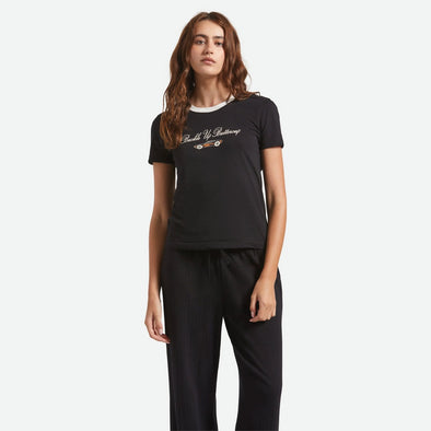 BRIXTON Women's Buckle Up Fitted Crew Tee - Black/White
