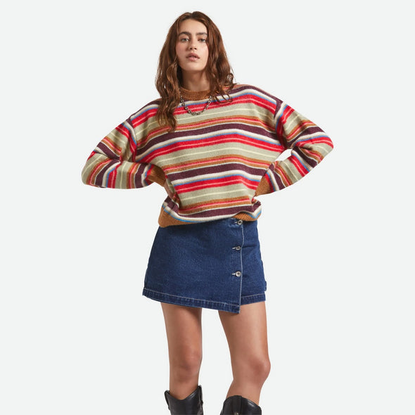 BRIXTON Women's Cozy Crew Sweater - Multi Stripe