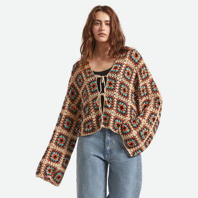 BRIXTON Women's Crochet Knit Kimono - Multi Color
