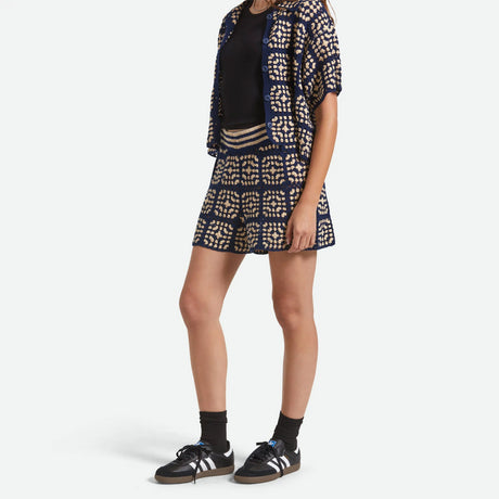 BRIXTON Women's Crochet Short - Mood Indigo/Off White