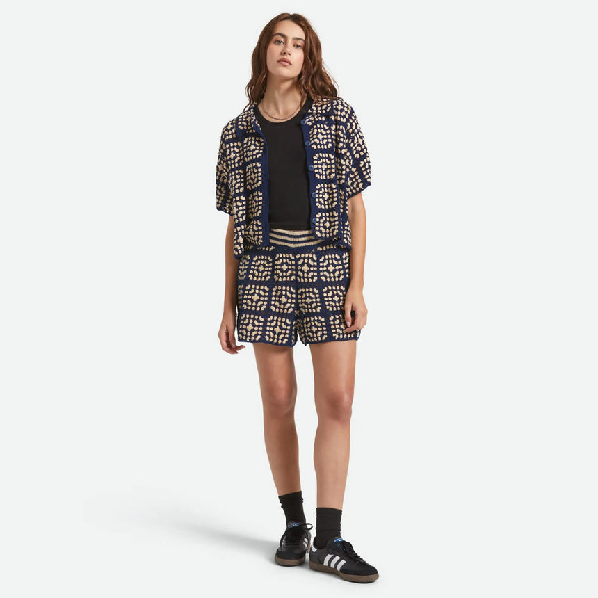 BRIXTON Women's Crochet Short - Mood Indigo/Off White