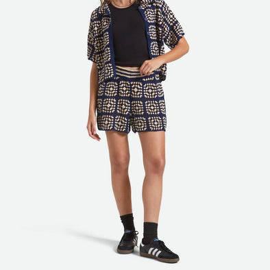 BRIXTON Women's Crochet Short - Mood Indigo/Off White