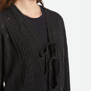 BRIXTON Women's Cropped Pointelle Tie Cardigan - Black