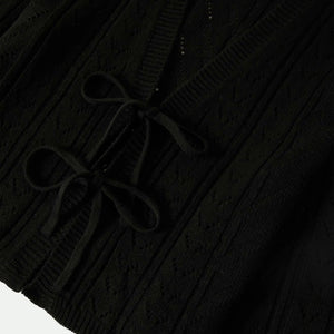BRIXTON Women's Cropped Pointelle Tie Cardigan - Black