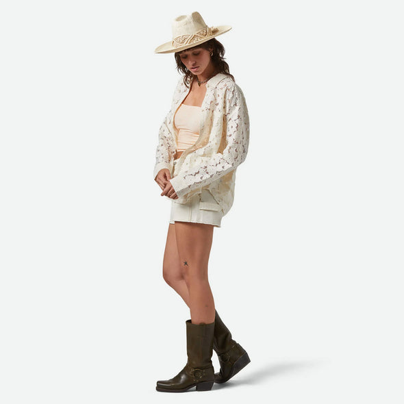 BRIXTON Women's East Side Boxy Long Sleeve Button Down - Whitecap