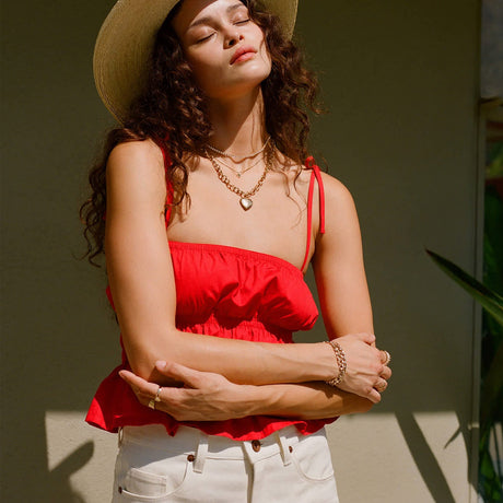 BRIXTON Women's Eden Smocked Top - Crimson