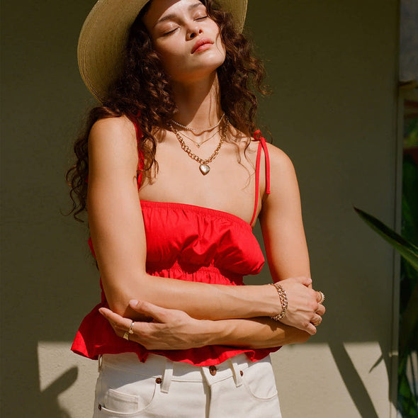 BRIXTON Women's Eden Smocked Top - Crimson