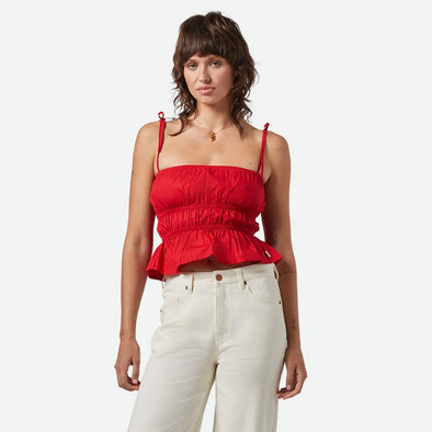 BRIXTON Women's Eden Smocked Top - Crimson