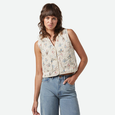BRIXTON Women's Field Floral Quilted Vest - Whitecap/Hazelnut/Ditsy Floral