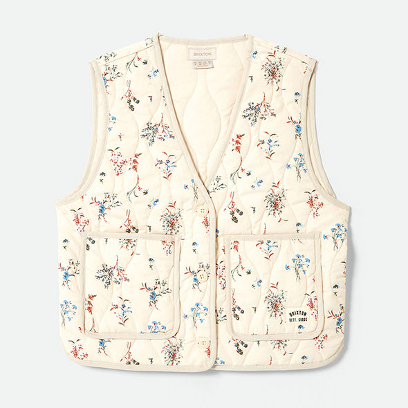 BRIXTON Women's Field Floral Quilted Vest - Whitecap/Hazelnut/Ditsy Floral