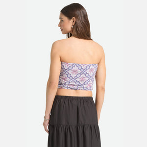 BRIXTON Women's Hot To Go Tube Top - Off White/Blue Tile