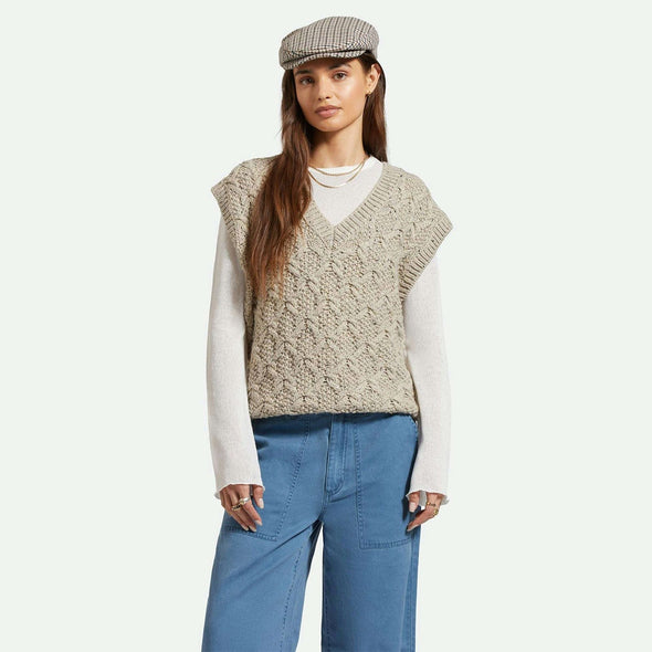 BRIXTON Women's Lafayette Oversized Sweater Vest - Marled Beige