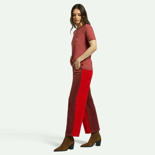 BRIXTON Women's Margo Cropped 5 Pocket Pant - Cowhide/Mars Red Cord