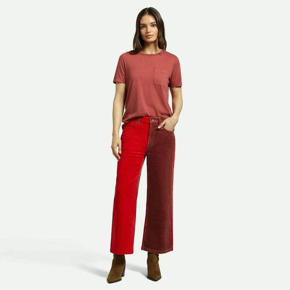 BRIXTON Women's Margo Cropped 5 Pocket Pant - Cowhide/Mars Red Cord