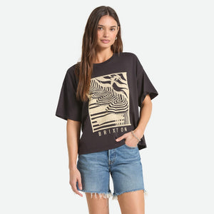 BRIXTON Women's Poolside Boxy Crew Tee - Washed Black