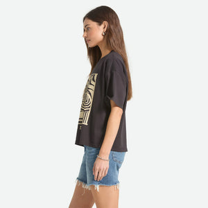 BRIXTON Women's Poolside Boxy Crew Tee - Washed Black