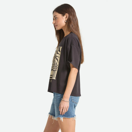 BRIXTON Women's Poolside Boxy Crew Tee - Washed Black