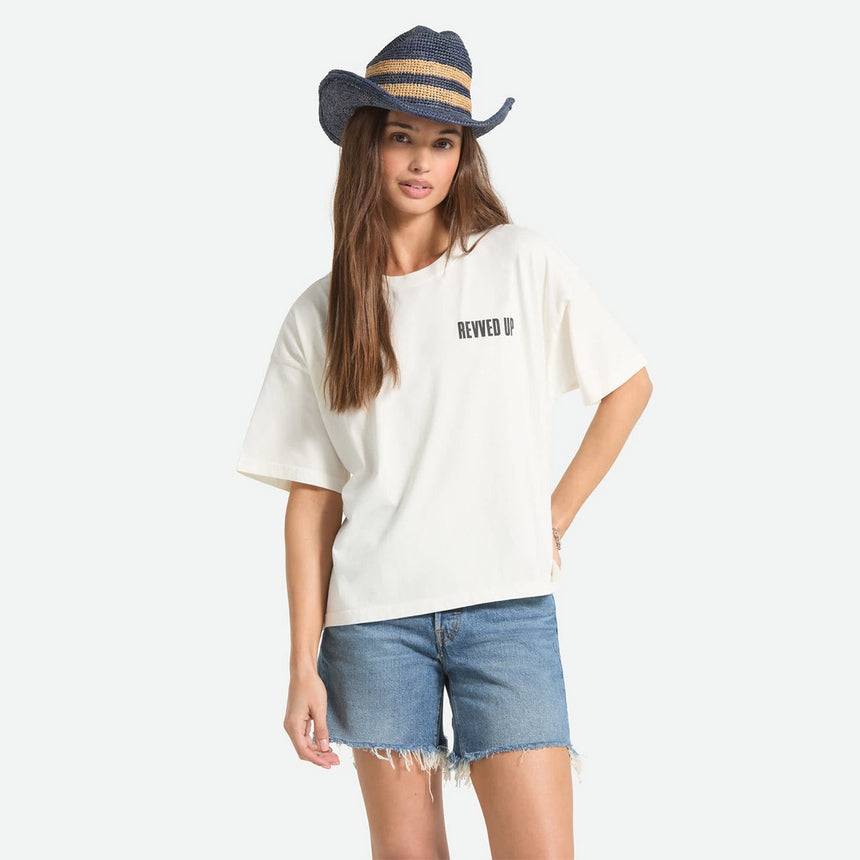 BRIXTON Women's Revved Up Boxy Crew Tee - Off White