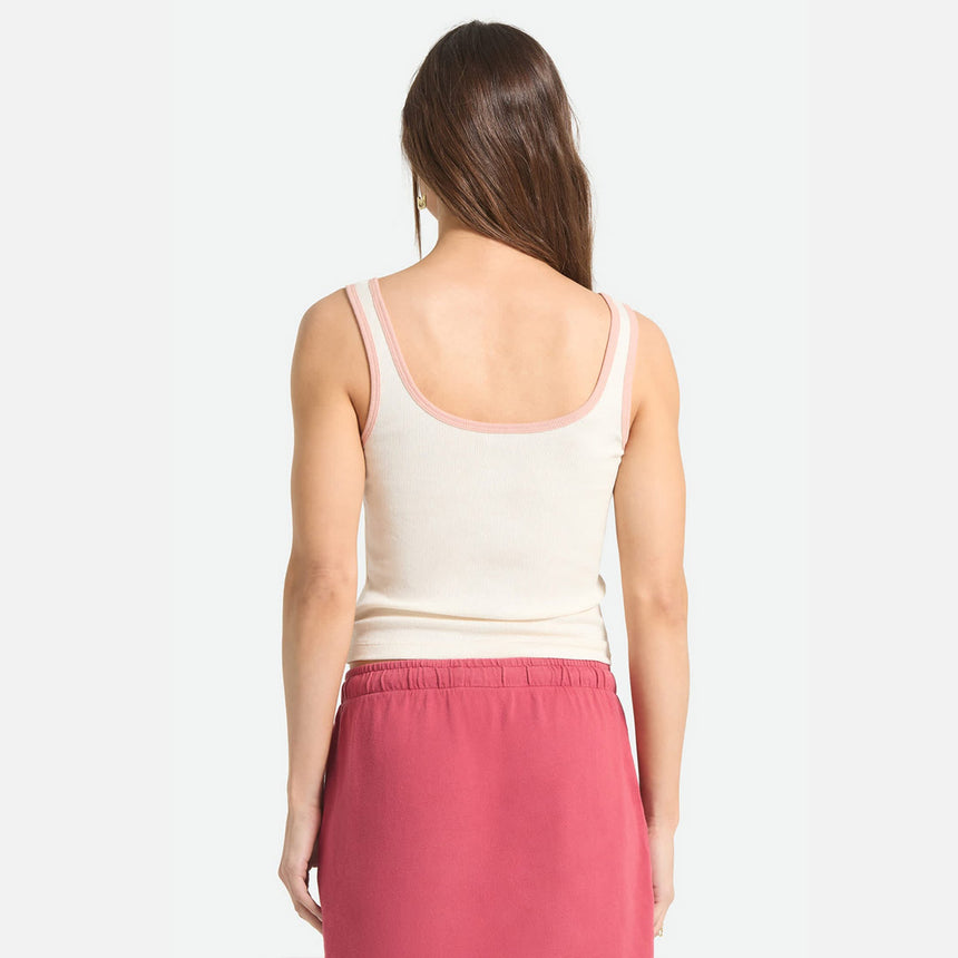 BRIXTON Women's Ringer Organic A-Tank - Off White/Silver Pink