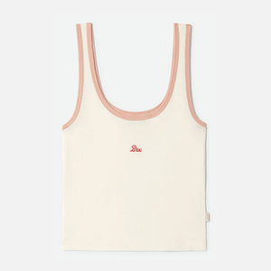 BRIXTON Women's Ringer Organic A-Tank - Off White/Silver Pink