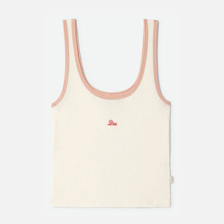 BRIXTON Women's Ringer Organic A-Tank - Off White/Silver Pink