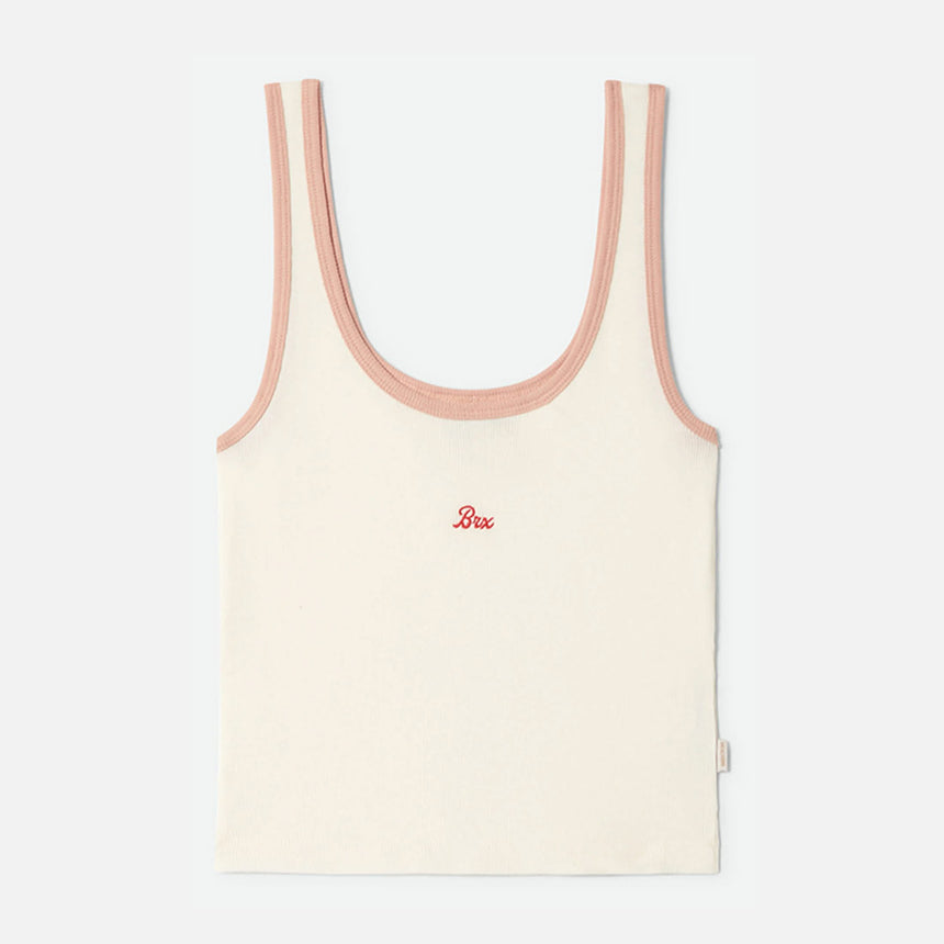 BRIXTON Women's Ringer Organic A-Tank - Off White/Silver Pink